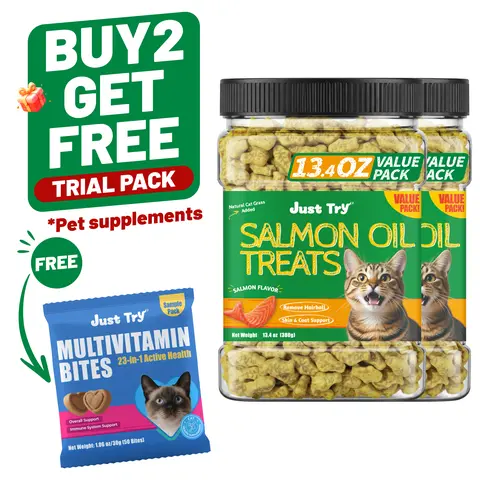 JUST TRY Cat Salmon Oil Treats Salmon Flavor Skin & Coat Health Support, Fish Oil Omega 3 for Cats, Training Treats for Kitten 13.4 OZ  #sohochic