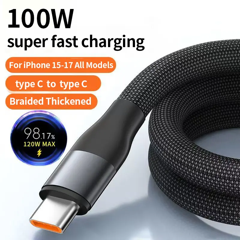 Kaxoe Heavy Duty Extra Thick cable,100W super Fast Charging cable,USB-C to USB-C Cable,Compatible with iPhone 17/16/15 Series Mobile Phones,Nylon Braided cable,Data Cable
