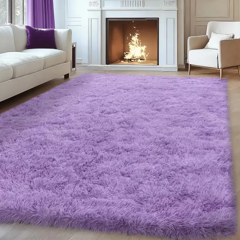 JAKOLIVE Purple-Themed Area Rug, Extra Soft Fluffy Plush Rug for Living Room-Bedroom Home Decoration, Air-Conditioned Summer Use, Ideal Mother's Day-Christmas Gift, Purple-Themed Area Rugs