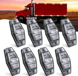 Nilight 2.5 Inch Oval Side Marker Clearance Light 2 LED 8 Pack White Lens Amber Light 80LM High Lumen Waterproof Surface Mount 12V Direct Wire for Truck Trailer Boat RV Semi