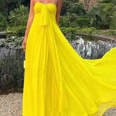yellow maxi dress amazon CIDER Summer Ruffle Maxi Dress Cotton Blend Lace Up Square Neck High Waist Casual Flowy Dress Yellow at Amazon Women's Clothing store