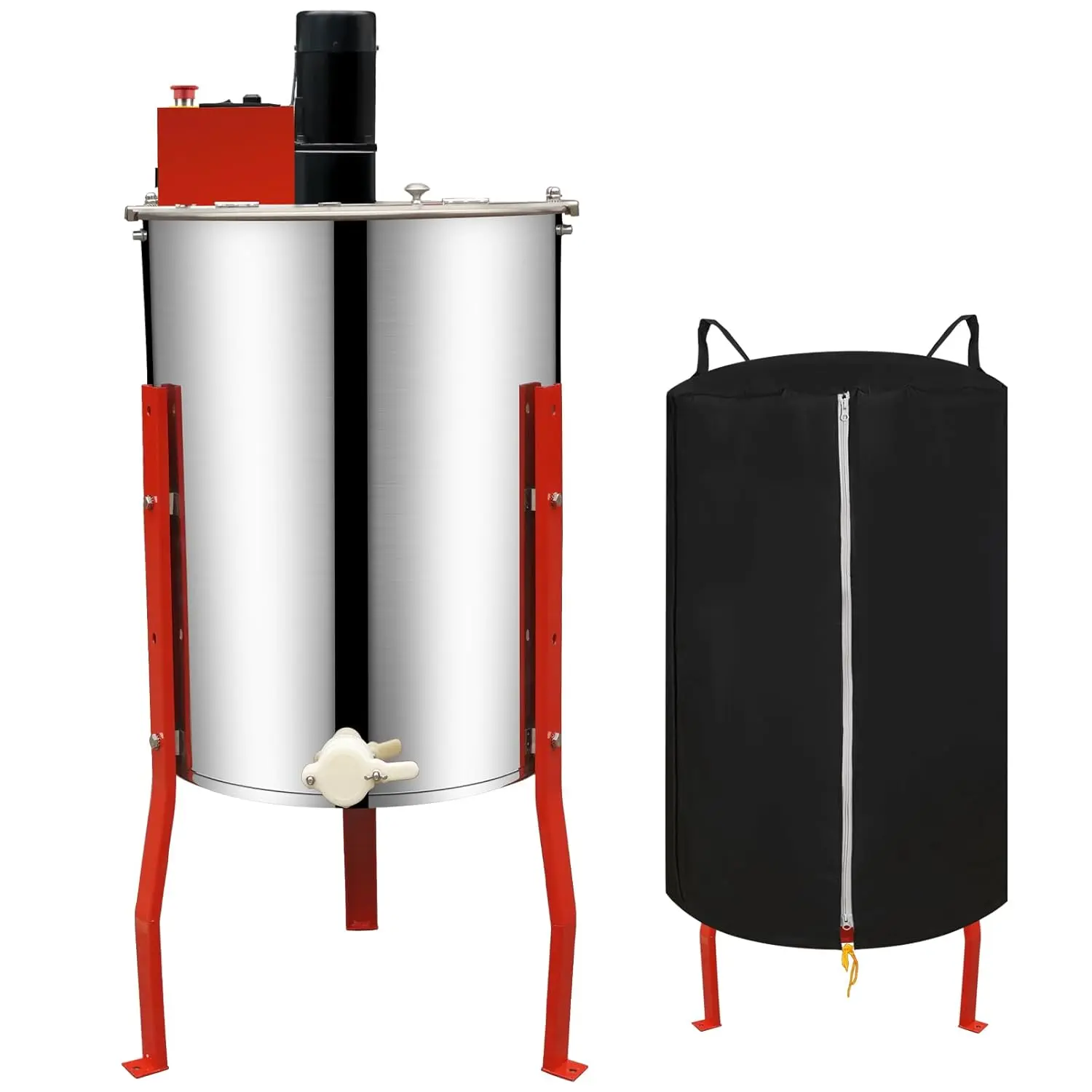 Smart Red Box Newest 4/12 Frames Electric Honey Extractor Equipment with Protective Cover 2nd Gen Intelligent Control Device for Business and Farms 1500 RPM Motor Performance & 24/7 Support Modern Black