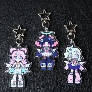 Zenless Zone Zero Sunna NangongYu Aria Acrylic Keychain, Chibi Anime Characters with Star Charm, Angels of Delusion Gift for Fans