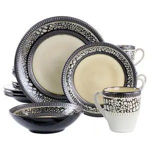 Elama Desert Sand 16-Piece Stoneware Dinnerware Set