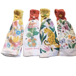 New Handmade Crochet Kitchen Towel Holders with Towel - Floral & Animal Designs - Grow Love Motif Included