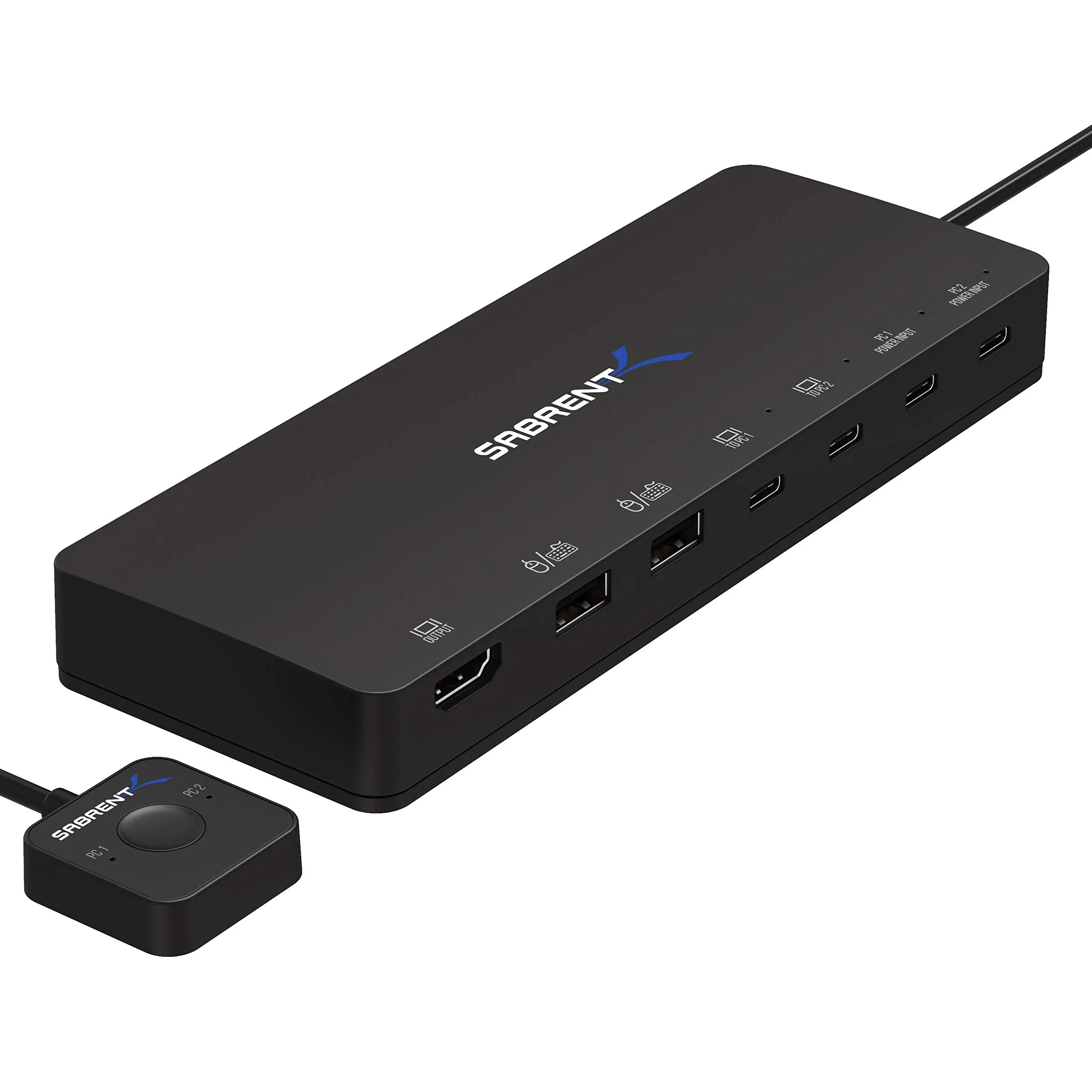 Sabrent 2-Port USB Type-C KVM Switch with 60W Power Delivery for Dual Computer Management