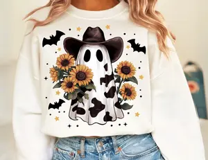 Women's Western Ghost Pullover Sweater - Halloween Style