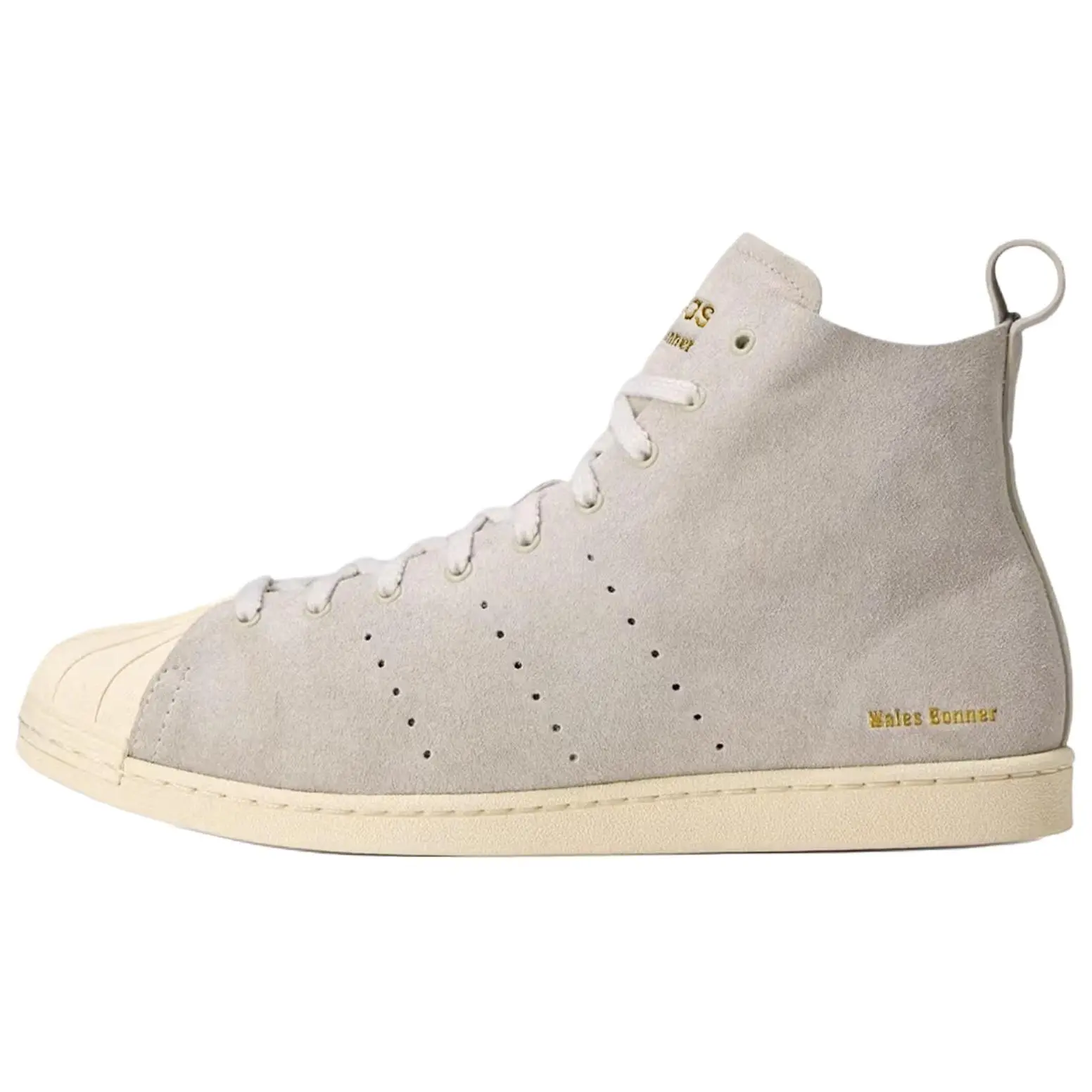 Wales Bonner x Adidas Superstar High-Top Sneakers - Men's/Women's Gray Casual Footwear, Official House White Sports Shoes, Comfortable Versatile Walking Trainer