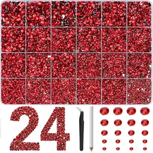 Red Jelly Synthetic Rhinestones Beads for Bedazzling, 3mm Multicolor Synthetic Resin Flatback Beads for Craft Art, Bedazzler Kit for Crafting Book Shoes Nail Art