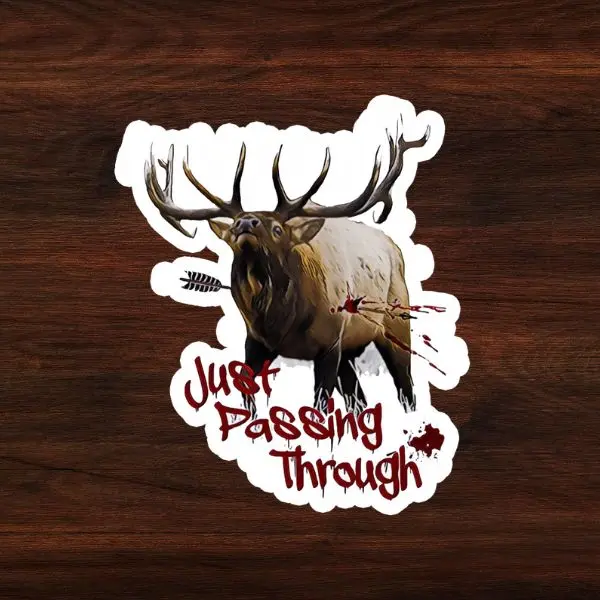 Passing Through Elk Sticker, Wildlife Hunting Decal, Retro Bull Elk Antler Outdoorsman Car Laptop Decor, Unique Gift for Hunters, Nature Lovers, and Big Game Season Enthusiasts