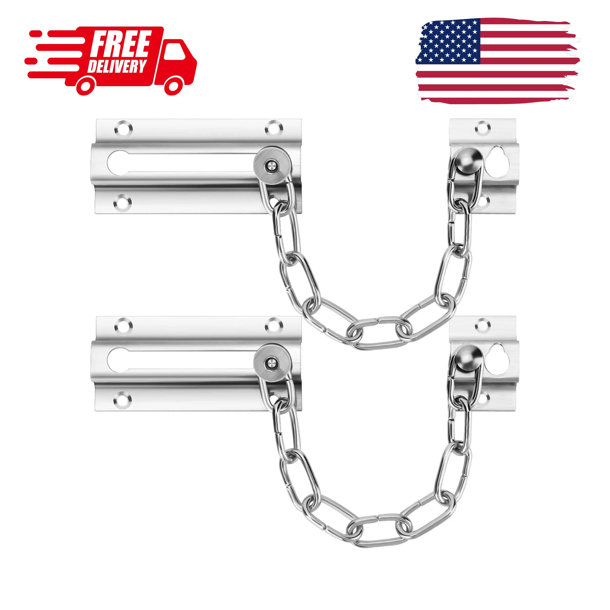 2 Pack Door Chain Lock, Stainless Steel Chain Locks
