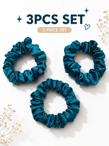 3Pcs 100% Mulberry Silk Hair Scrunchies Soft Elastic No Trace Hair Ties Suitable for Women Students Office Workers Daily Commute Sleeping Hair Accessories