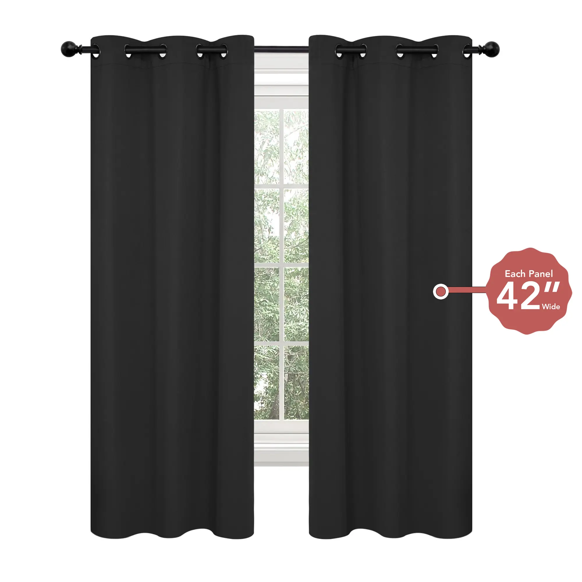 Plain Curtains 42W 2 Panels, Deconovo Solid Thermal Insulated Grommet Plain Curtains for Bedroom and Living Room