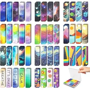 48 Pieces Unique Sensory Stickers for Anxiety Relief Items - Sensory Strips with Storage Box - 2 Textured Surface Fidget Strips for Office & Classroom Desk - Relieve Adult & Teen Stress