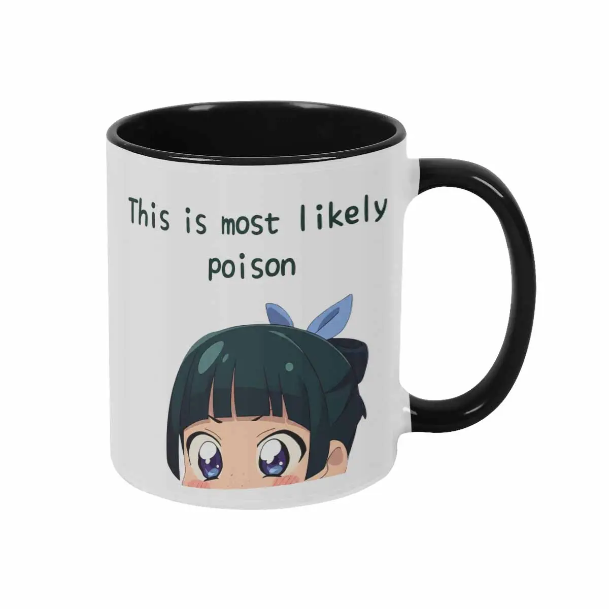 Anime Girl Peekaboo Mug 11oz 15oz This is most likely poison Quote Print Cute Manga Style Graphic Durable Ceramic Coffee Cup for Office Home Desk Birthday Gift Gaming Cafe Use