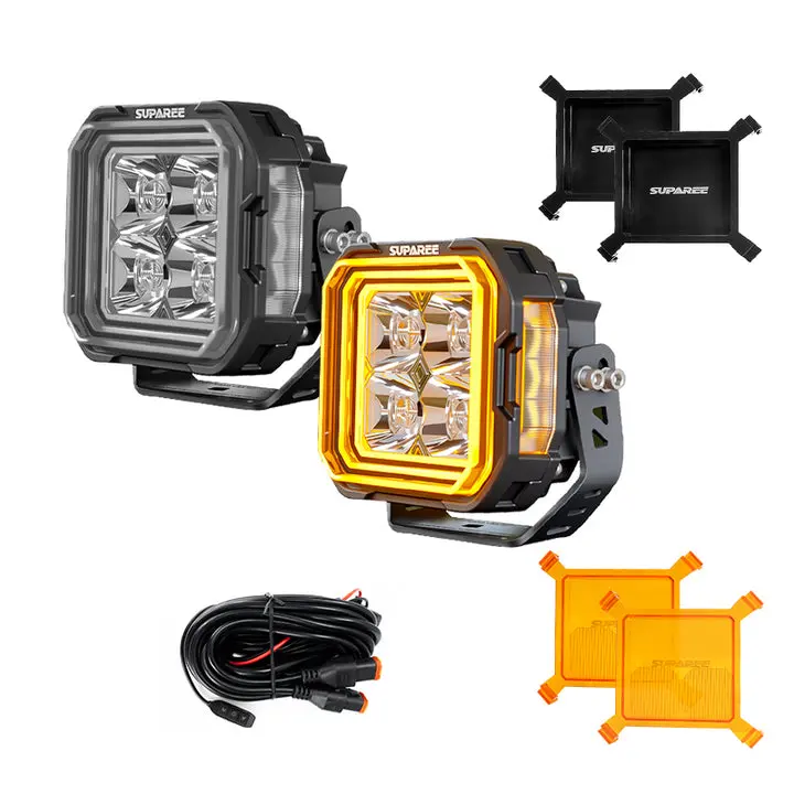 SUPAREE Hyper 5 inch IP69K, DRL & Stepped Halo Twin Kit Led Off-Road Lights