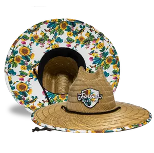 Farmers Defense Straw Hat - Garden Flower - Straw Hat for Men & Women | Internal Head Band | Unisex Bucket Hat with UV Protection for Gardening, Fishing, Golfing, Beach, Outdoor Activities | UPF 50+