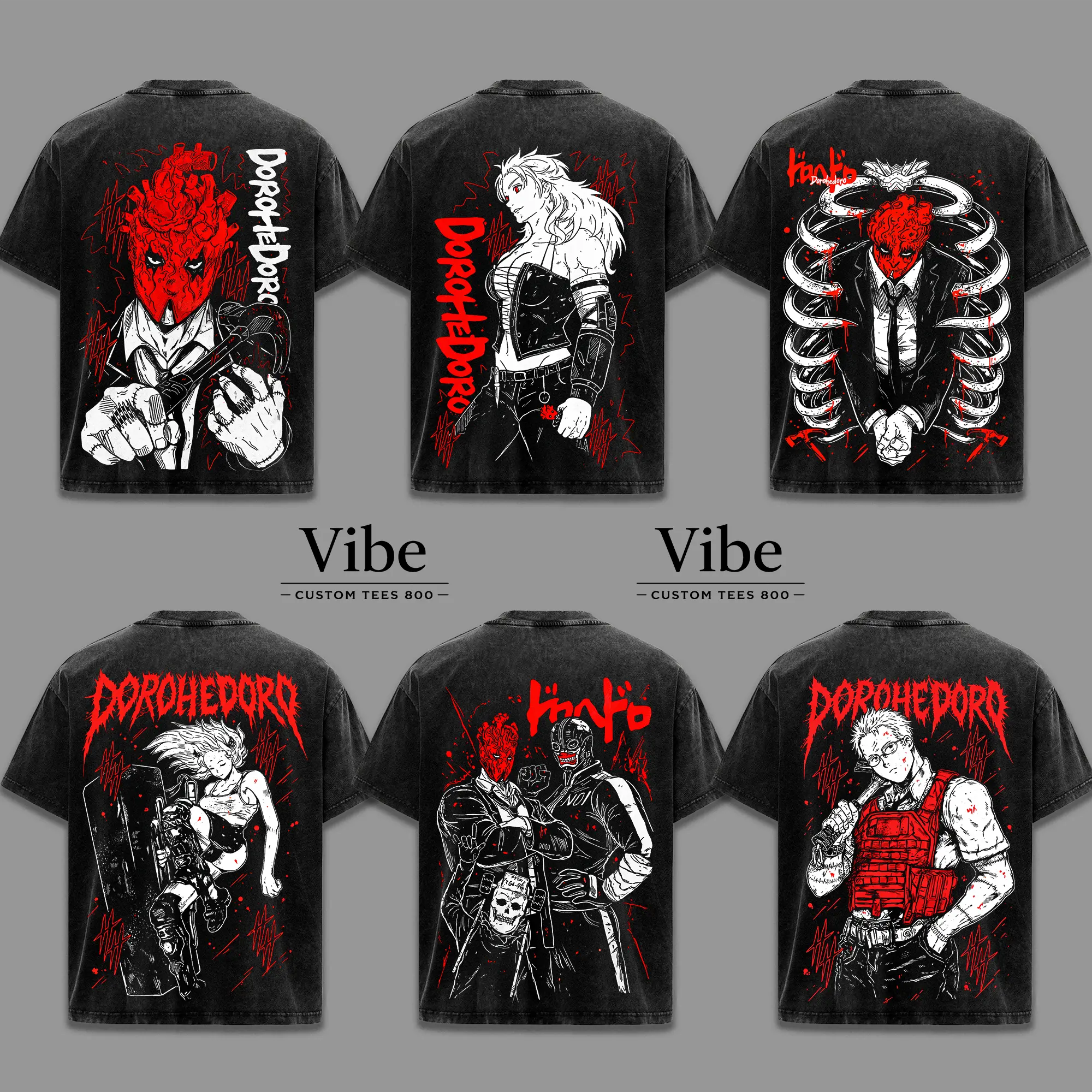 [COLLECTION] Dorohedoro En Family Vintage Washed Oversized T-Shirt, Shin Noi Ebisu Graphic Tee Set, Anime Streetwear Heavyweight Cotton Unisex Shirt, Gift for Anime Fans
