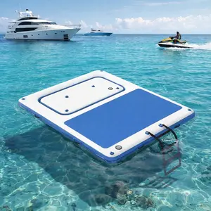 10'x8' Inflatable Floating Dock 3mm EVA Anti-Slip Platform, Quick Inflation, 10-Person Capacity for Lake, Pool & Ocean