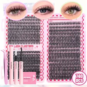 DIY Eyelashes Kit False Eyelashes with Tools, 1 Set Natural Look Eyelash Extensions, Self Grafting Curl Eyelashes, Eye Makeup Accessories for Women, Cosmetic, Individual False Eyelash