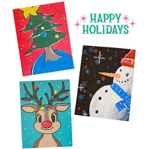 Holiday Kids Painting Kit | Canvas Art Set with Paints, Brushes, and Apron | Craft activity for kids
