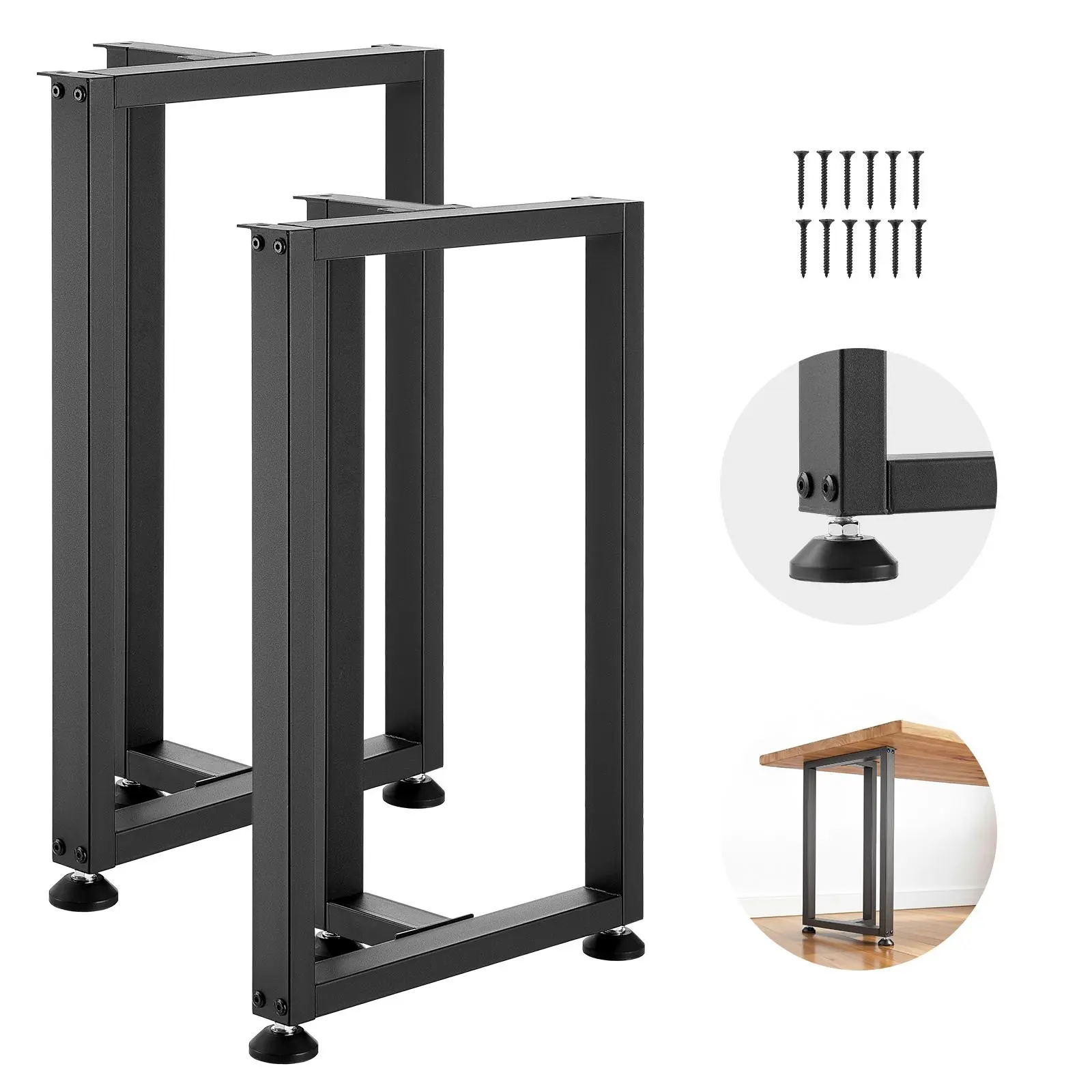【SummerFinds】VEVOR Table Legs, 29.1" H x 17.7" W Square T Shape Steel Furniture Legs, Modular Design, Easy Assembly, 2204 lbs Max Load Heavy Duty, for Home Office Desk, Dinner Table, Workbenches, Set of 2, Black