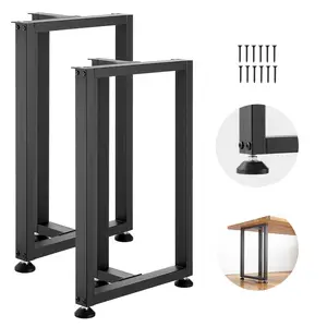 VEVOR Table Legs, 29.1" H x 17.7" W Square T Shape Steel Furniture Legs, Modular Design, Easy Assembly, 2204 lbs Max Load Heavy Duty, for Home Office Desk, Dinner Table, Workbenches, Set of 2, Black
