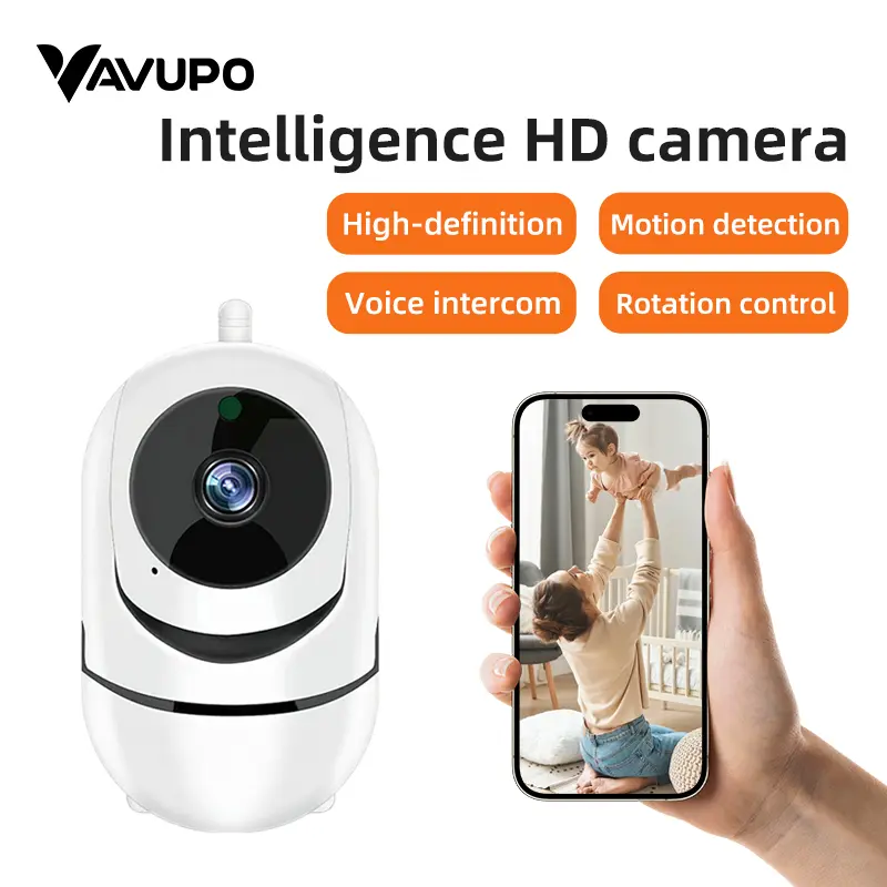VAVUPO security camera, indoor home camera upgraded to remote home security monitoring. This newly upgraded intelligent high-definition camera supports mobile remote viewing, providing seamless home security protection with high-definition clarity.