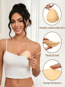 Invisible Silicone Chest Pad Set, Double-Sided Self-Adhesive Bra Inserts with Soft Triangle Shape, Reusable Pads for Camisoles, Sports Bras and Dresses
