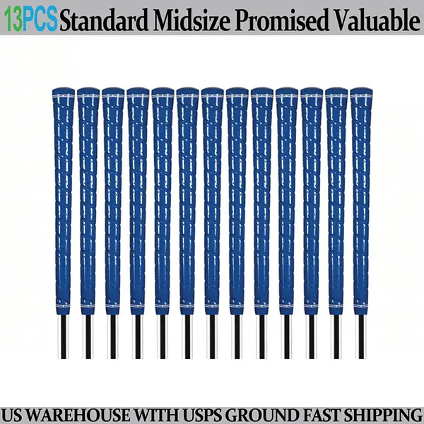 Golf Club Grips Anti Slip High Tack Durable Natural Rubber Comfort Feel Multiple Sizes Blue For Golf Irons Woods