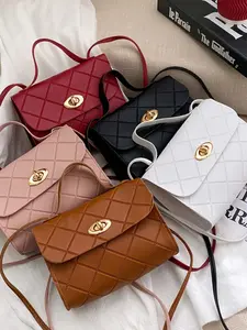 Fashion Quilted Pattern Pu Leather Crossbody Bag, Stylish Crossbody Bags, Casual Solid Color Shoulder Bag for Women, Trendy Versatile High-quality Daily Commuting Bag