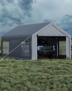Garvee 10x20 Ft Heavy-Duty Portable Carport Garage, 200g PE All-Weather Canopy, Roll-Up Front & Rear Doors with 4 Side Windows, Multi-Purpose Outdoor Storage Shelter for Paint Booth, Boat, Pickup Truck & Outdoor Events