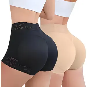 Valentine's Day Multi piece women's high waist shaping shorts - featuring lace details for controlling the hips and lifting the hips, solid color waist training shorts for posture correction and body shaping