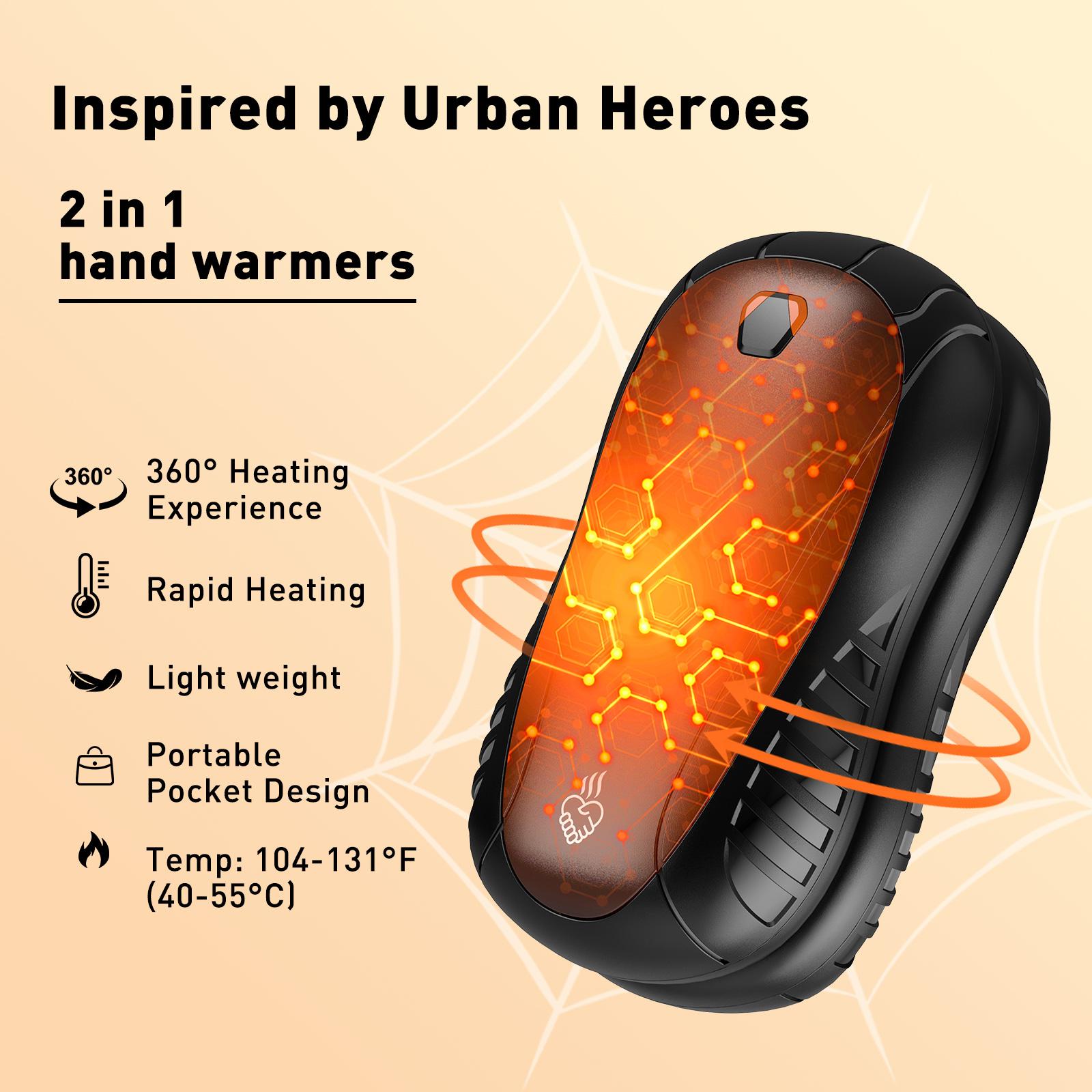 FANDLISS Rechargeable Hand Warmers, USB Charging Portable Pocket Double-Sided Heater, Spider-Style, 6000mAh, 3 Heat Level,2PCS Christmas Gifts FANDLISS Rechargeable Hand Warmers, USB Charging Portable Pocket Double-Sided Heater, Spider-Style, 6000mAh, 3 Heat Level,2PCS Christmas Gifts