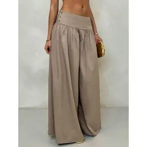 Retro Fashion Low-Waist Wide-Leg Skirt Pants, Loose Fit Slim Loose Women’s Pants