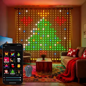 Smart LED Curtain Lights RGB+IC Color Changing 9.8x9.8ft 400 LEDs Indoor Dynamic DIY String Lights APP Remote Control Timer for Bedroom Living Room Window Decor Party Wedding