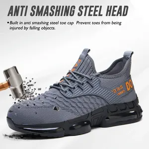 Men’s steel-toe work shoes, lightweight and breathable work shoes, industrial construction safety shoes Comfortable safety shoes with steel toes, puncture-resistant, durable, and slip-resistant.