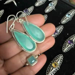 Aqua chalcedony ring  sterling silver