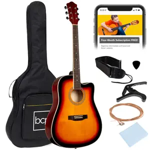 Best Choice Products 41in Full Size Beginner Acoustic Guitar Set with Case, Strap, Capo, Strings