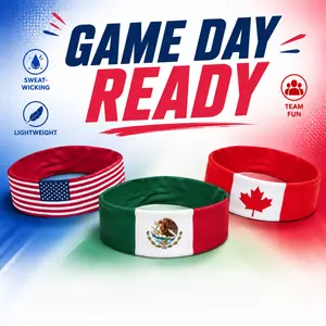Game Day Flag Bandana — US MX CA Fan Headwear, Sports Headband Neck Wrap Face Scarf, Lightweight Breathable Fabric, Match Day Party Accessories 1 Pcs