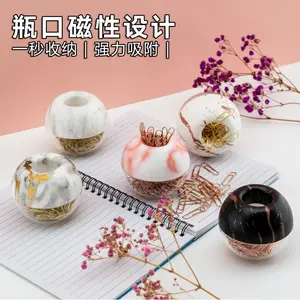 High Grade Transparent Acrylic Round Magnetic Paper Clip Holder Strong Adsorption Desktop Organizer