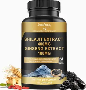 Shilajit Extract Capsules with Ginseng Extract - 400mg Shilajit, 100mg Ginseng - 85+ Trace Minerals, Immune Support, Memory & Brain Function - 120 Capsules