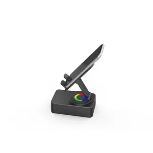 Wireless Induction Bluetooth Speaker 5in1 with Colorful Ambient Light 300° Foldable Phone Stand & Emergency Rechargeable Battery 1500mAh for Tablet iPhone Android Women's Birthday Gifts - Adjustable