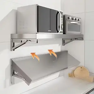 Stainless Steel Folding Table Easy Assembly Space-Saving Tripod Base Durable Rust-Resistant Collapsible Extendable for Kitchens Restaurants Home Chefs