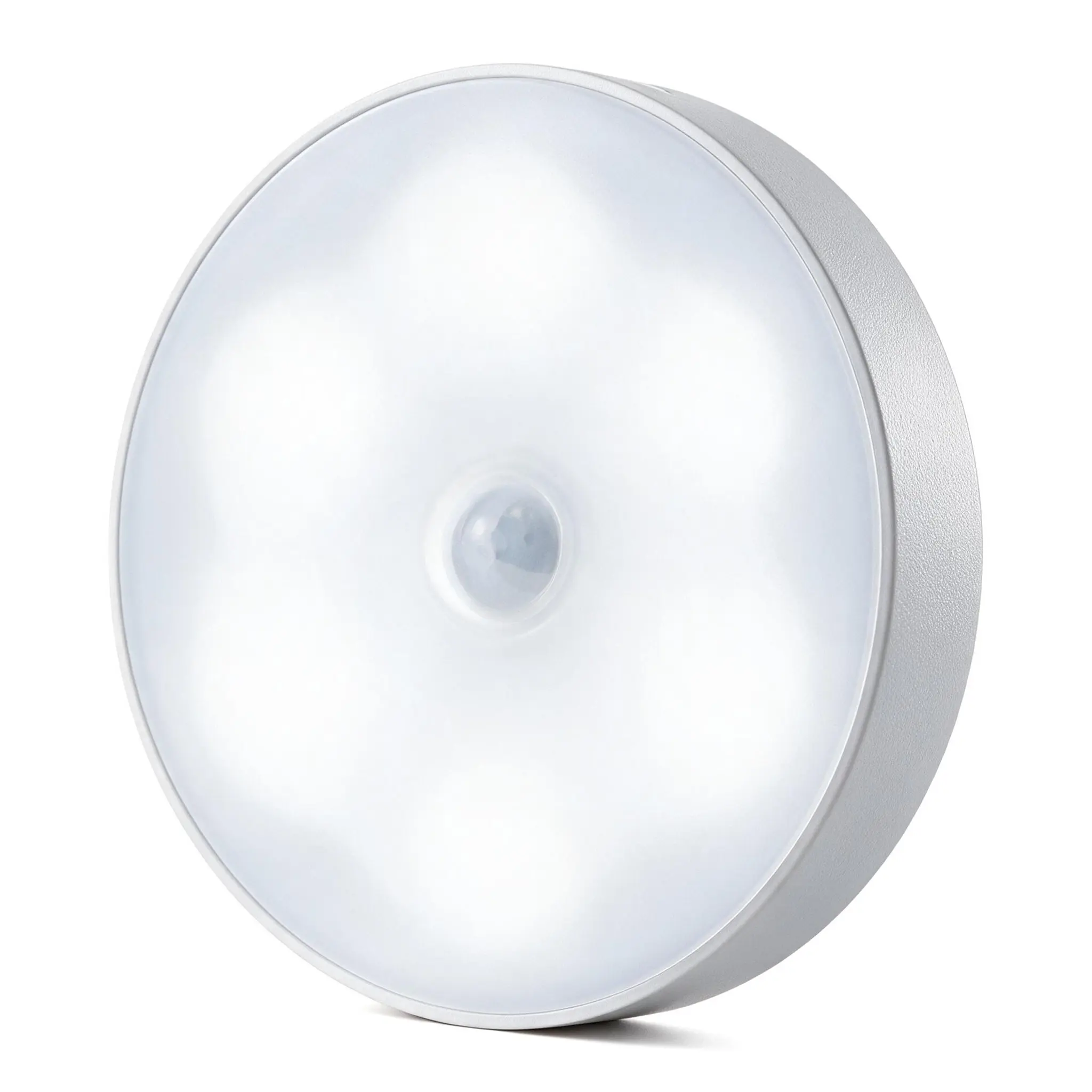 Motion Sensor LED Night Light, USB Rechargeable Wireless Magnetic Wall Light, 120° Wide Angle PIR Sensor, Ultra Slim Round Stick-On Lamp, Auto On/Off, No Wiring, Portable Cabinet Stairway Hallway Bedside Closet Light for Home Safety Lighting