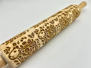 Capybara with Nordic Florals Embossed Rolling Pin