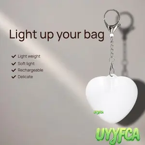 UYYFCA Heart-Shaped LED Keychain Light, USB Rechargeable Touch Control Mini Night Light, Compact Soft Glow Lamp for Purse, Bedroom and Travel