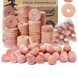 Cedar Woods 150 Cedar Blocks for Clothes Storage - 100% Natural Aromatic Cedar Rings & Balls for Closets & Drawers - Value Pack of 150 Pieces