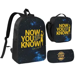 Now You Know Caitlin Clark Print Backpacks Set 3pcs Casual Polvester Lightweight Student Bookbag with Zipper Closure Large Capacity Lunch Bag & Pencil Bag Included for Teenager
