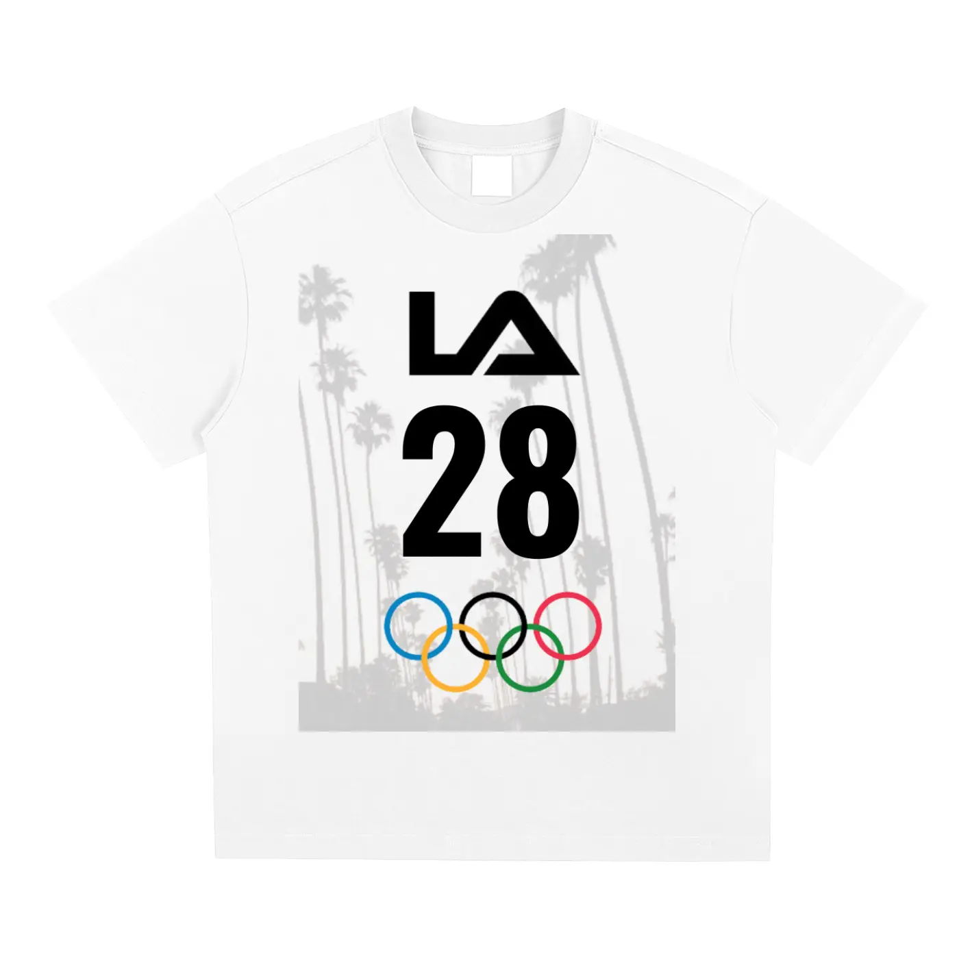 LA28 Olympics T-Shirt - Unisex Loose Fit Cotton Blend Tee with Olympic Rings & LA28 Design RU0130